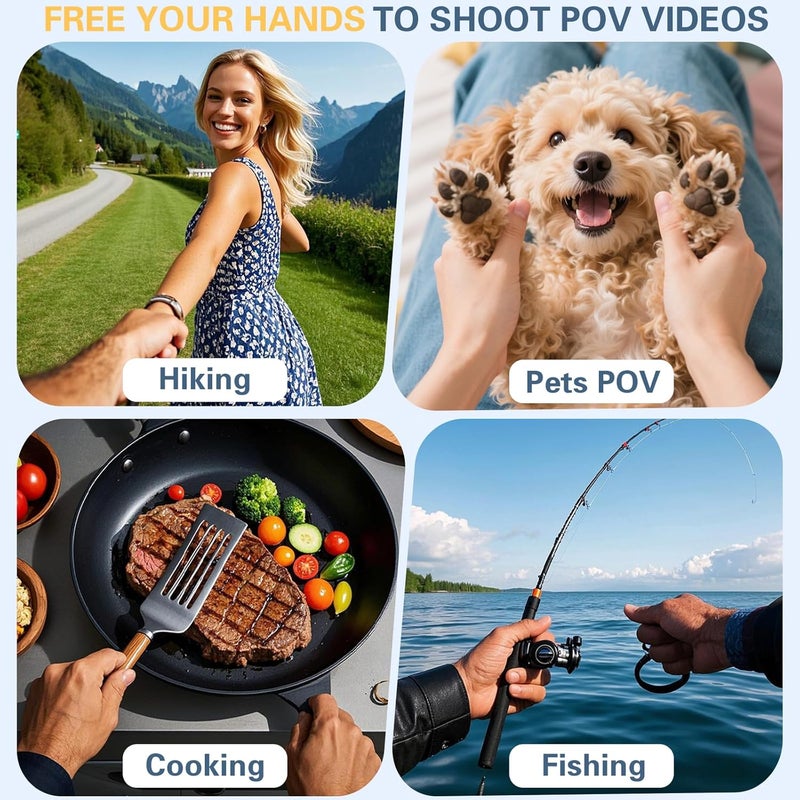 Beviliu Neck Phone Holder for Recording, Hands-Free POV/Vlog Neck Mount with Phone Clip & Chest Strap for Cooking/Fishing/Video Filming, Content Creator Phone Holder for iPhone Android Insta360 - Image 5